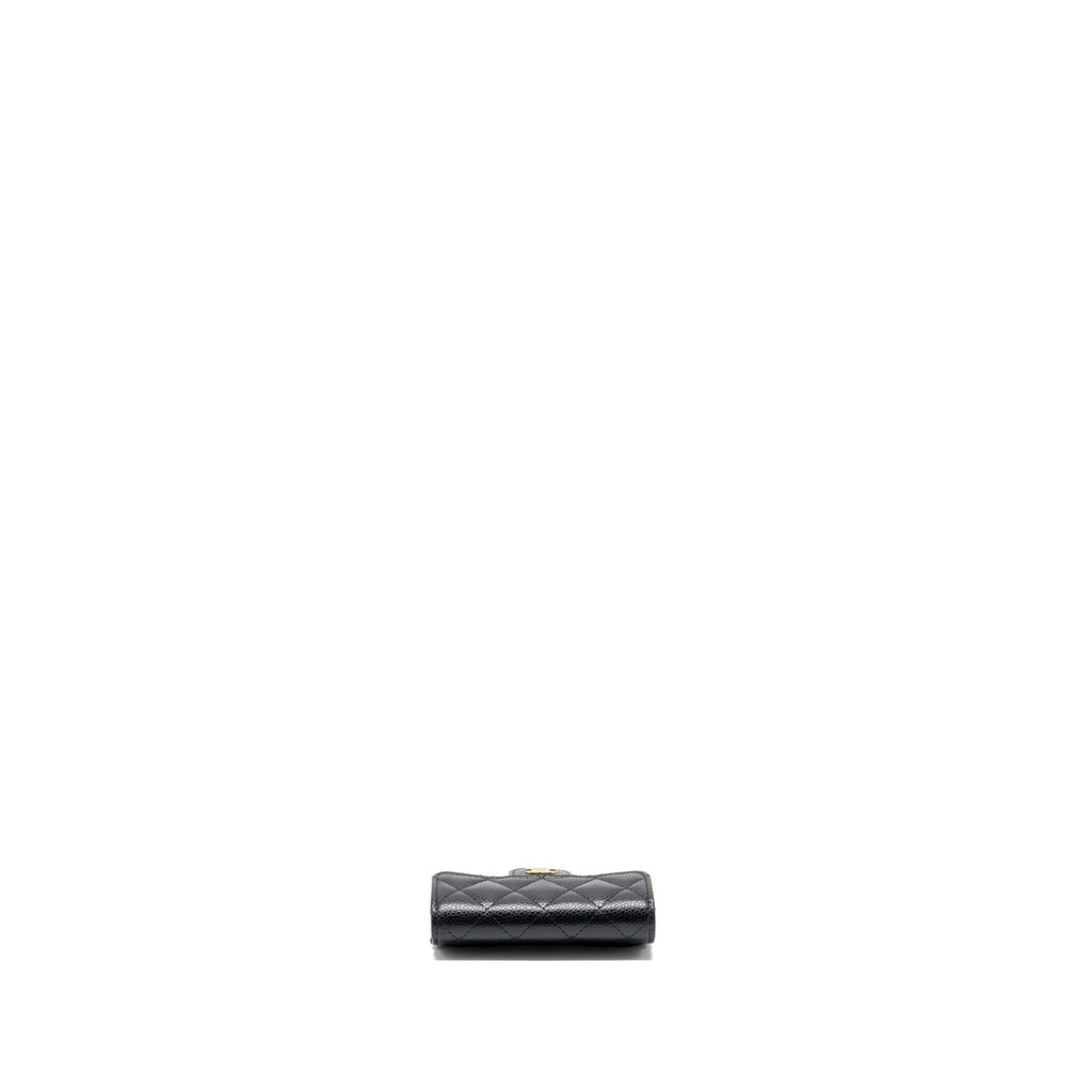 Chanel classic flap card holder caviar black   (microchip)