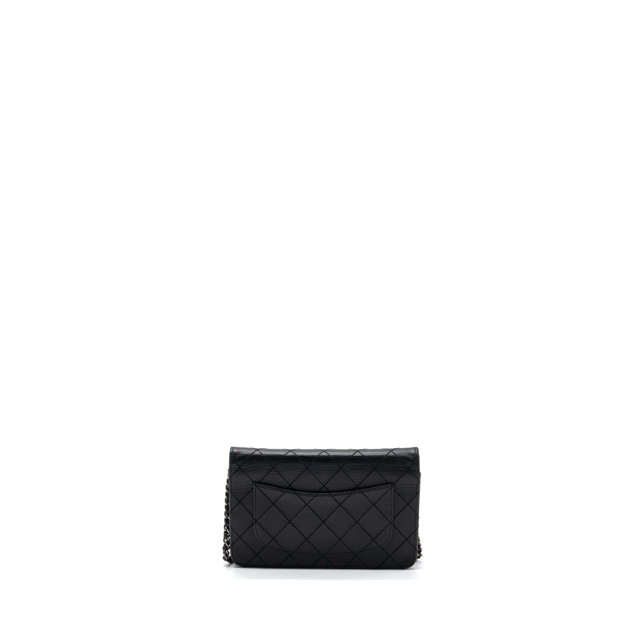 Chanel 2.55 Wallet On Chain Aged Calfskin Black Ruthenium
