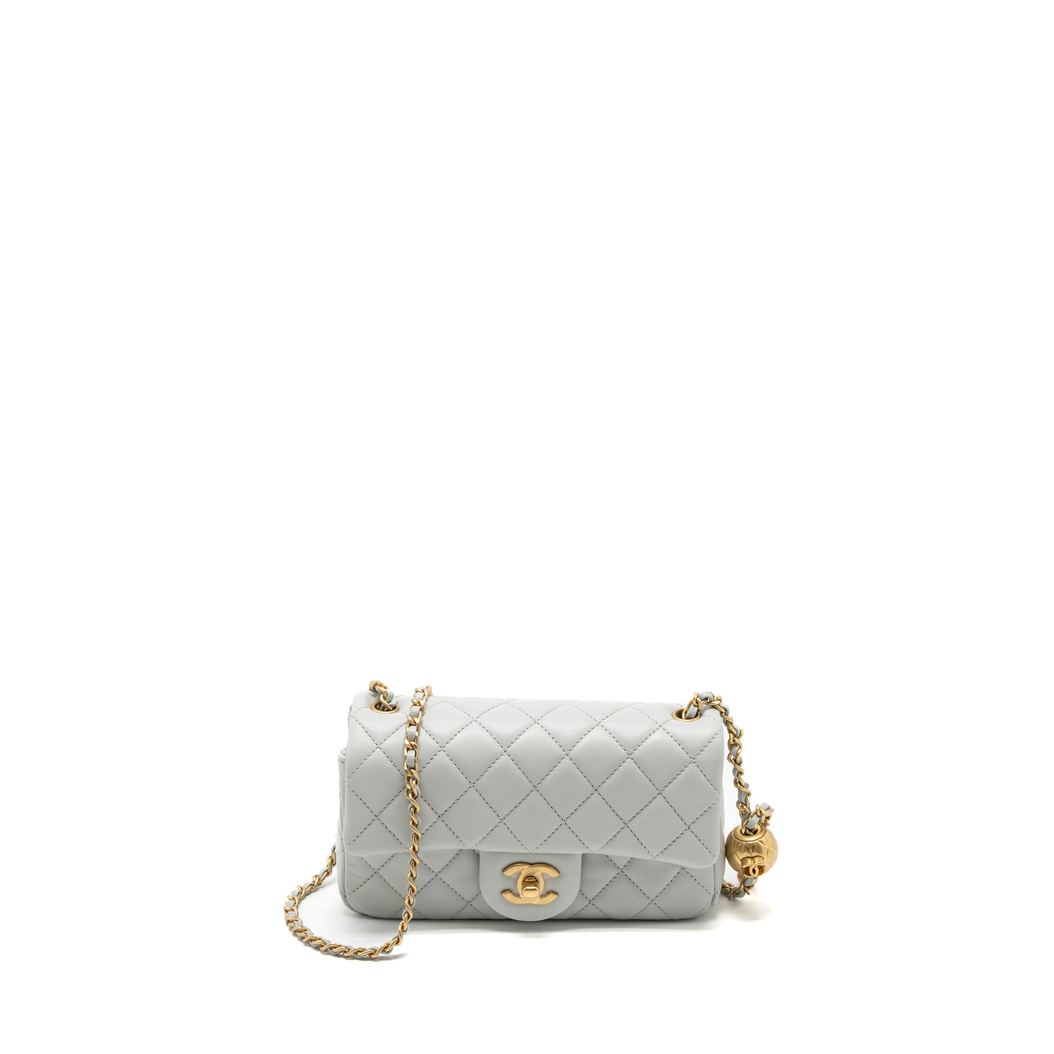 Chanel Pearl Crush Mini Rectangular Lambskin Light Grey Brushed  (Microchip)