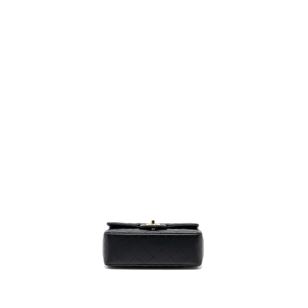 Chanel Top Handle Mini Rectangular Flap Bag Lambskin Black L (Microchip )