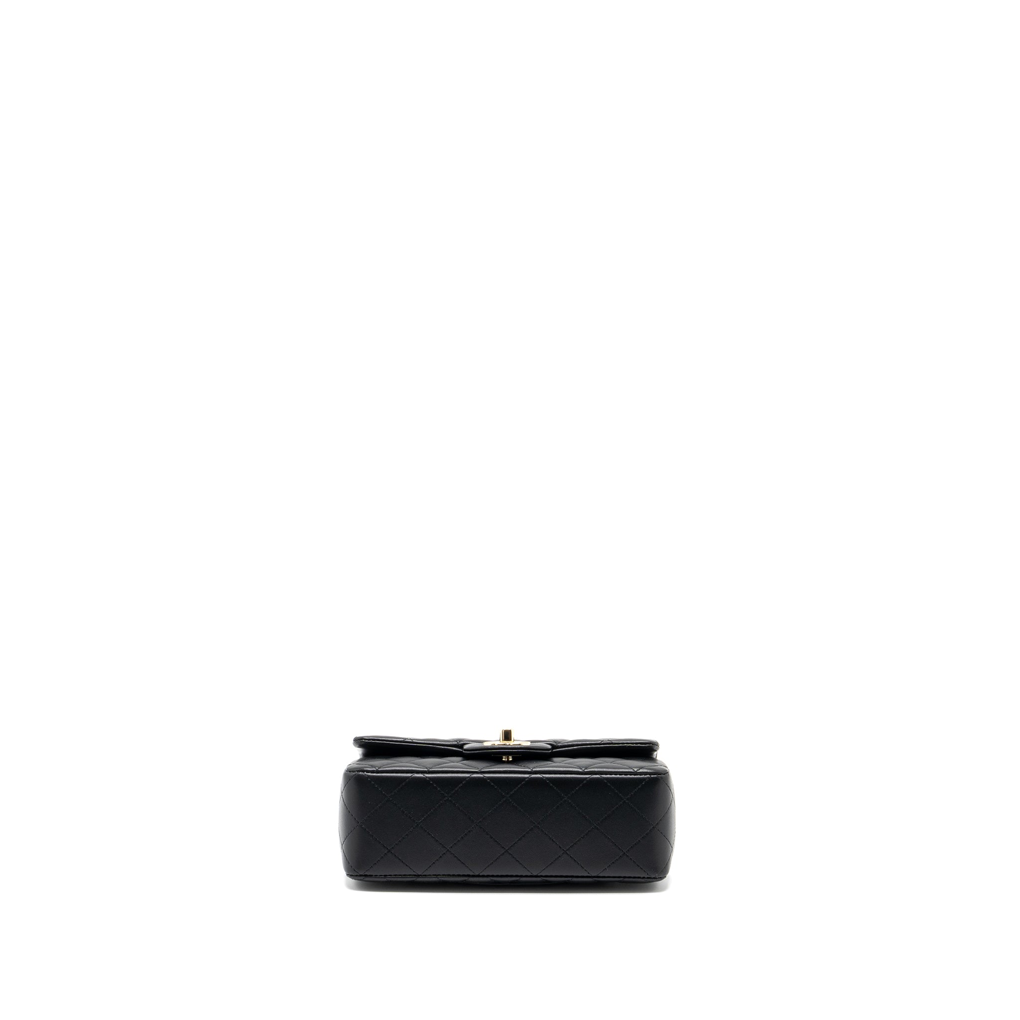 Chanel Top Handle Mini Rectangular Flap Bag Lambskin Black L (Microchip )