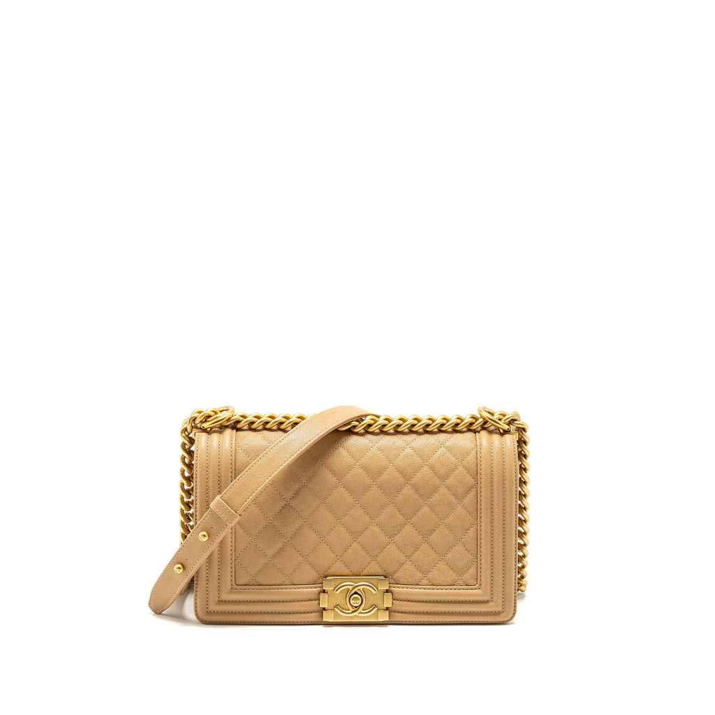 Chanel Medium Boy Bag Caviar Beige