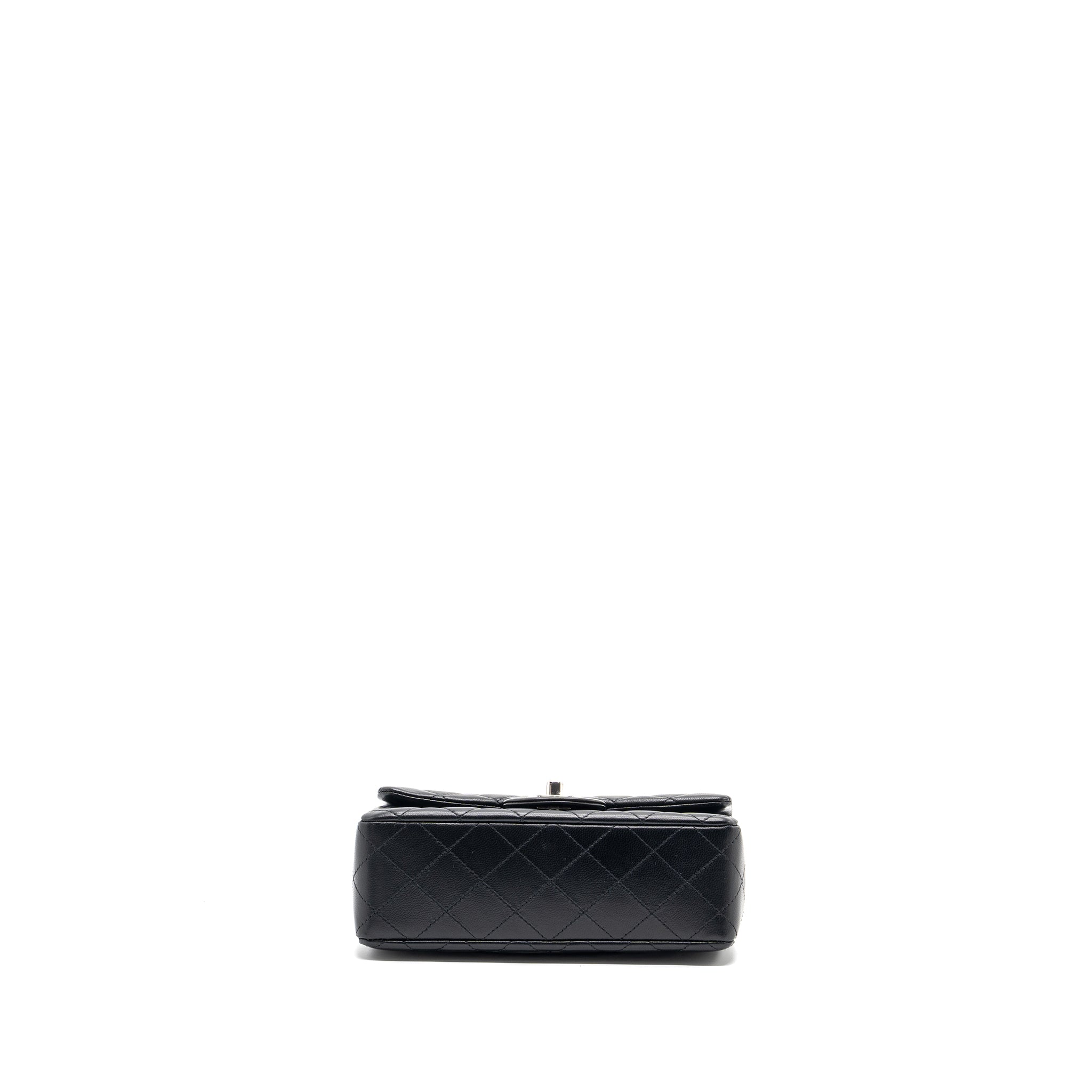 Chanel mini rectangular flap bag lambskin black  (microchip)