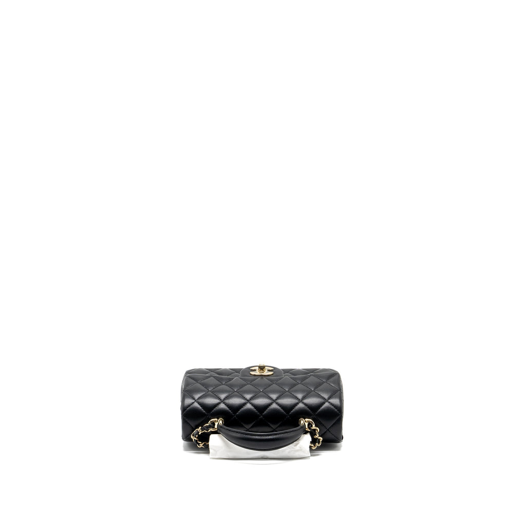 Chanel Top Handle Mini Rectangular Flap Bag Lambskin Black L (Microchip )
