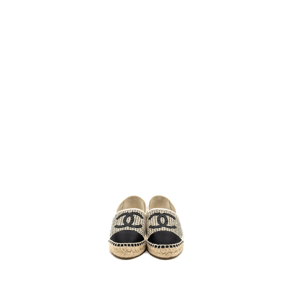 Chanel Size 36 21P Espadrilles Mesh/Grosgrain Beige/black