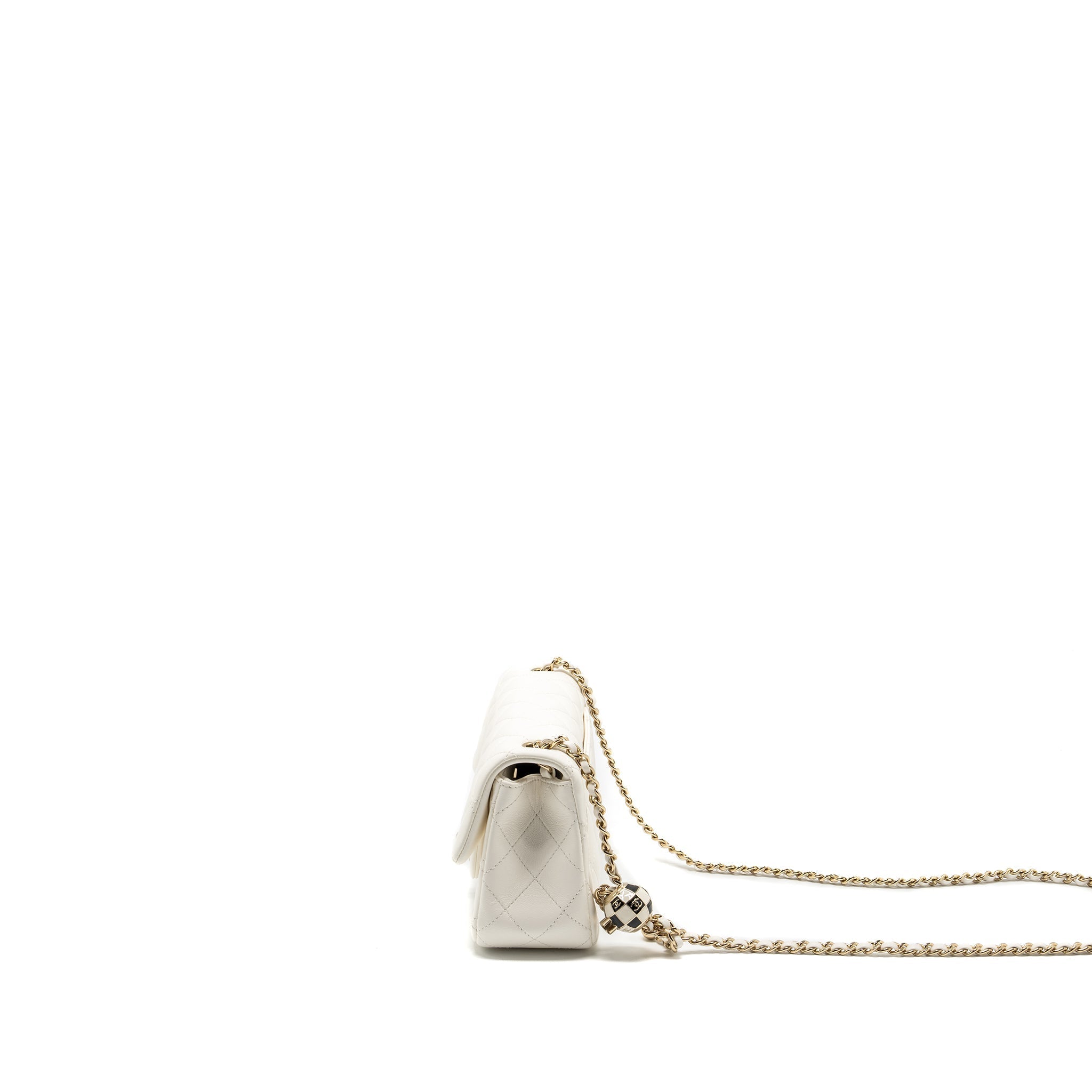 Chanel 23C pearl crush mini rectangular flap bag lambskin white L (microchip)