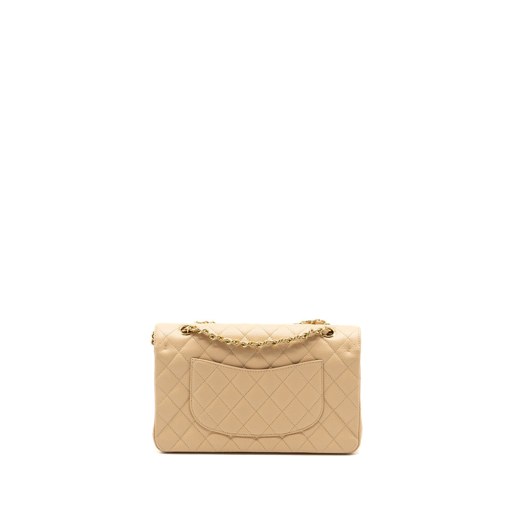 Chanel medium classic double flap bag caviar beige