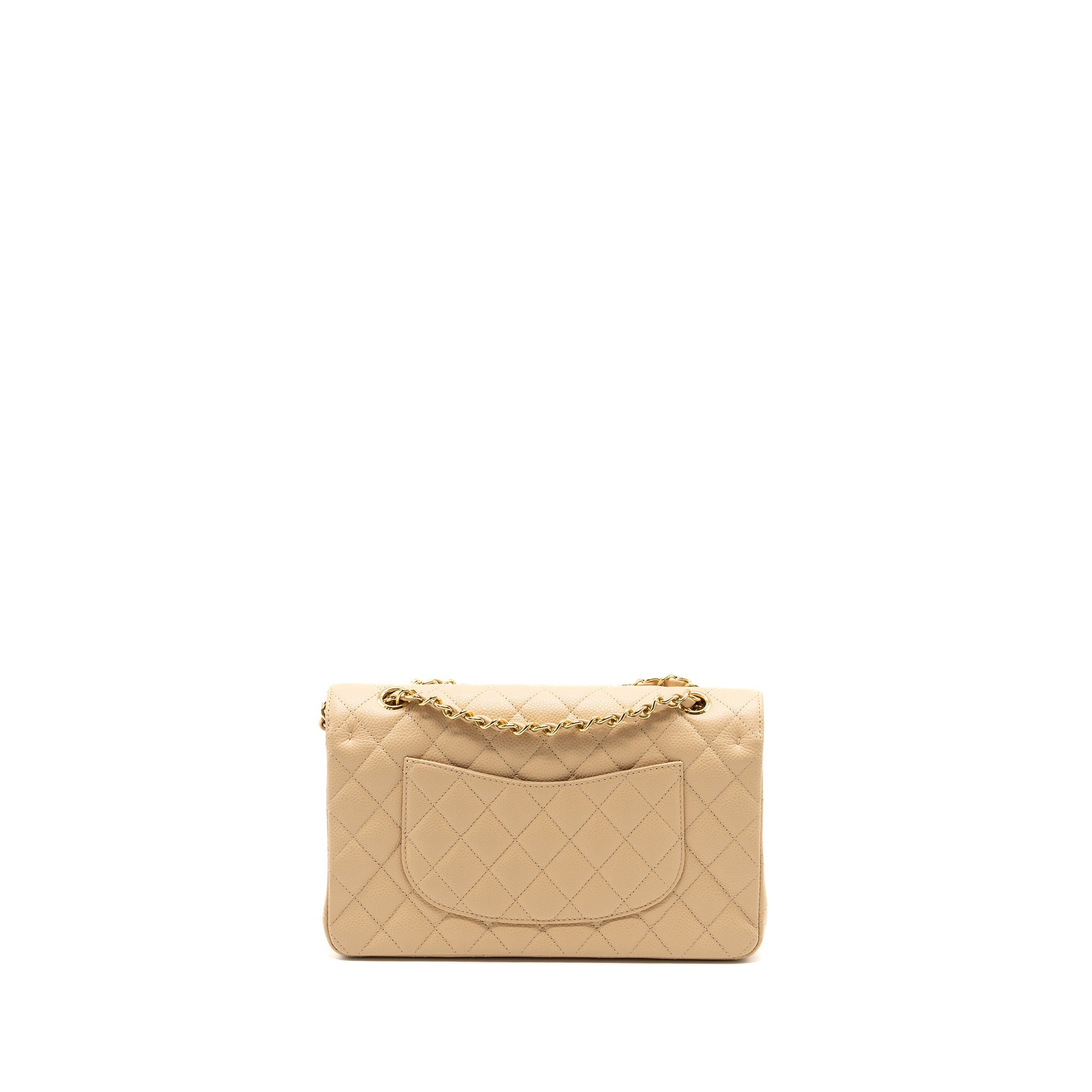 Chanel medium classic double flap bag caviar beige