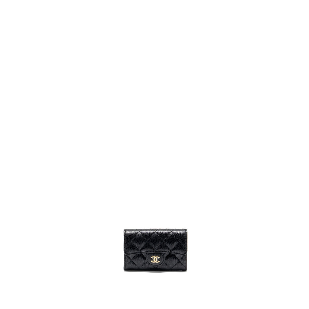 Chanel classic flap card holder caviar black   (microchip)