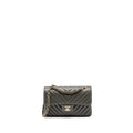 Chanel Small Classic Double Flap Bag Chevron Caviar Dark Grey L