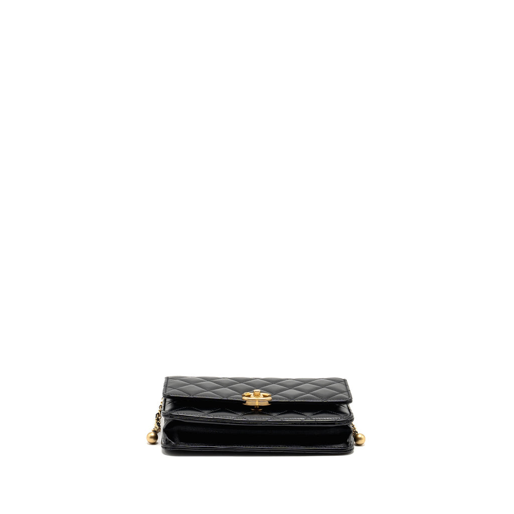 Chanel 24c Gold Crush Wallet On Chain Calfskin Black (microchip)
