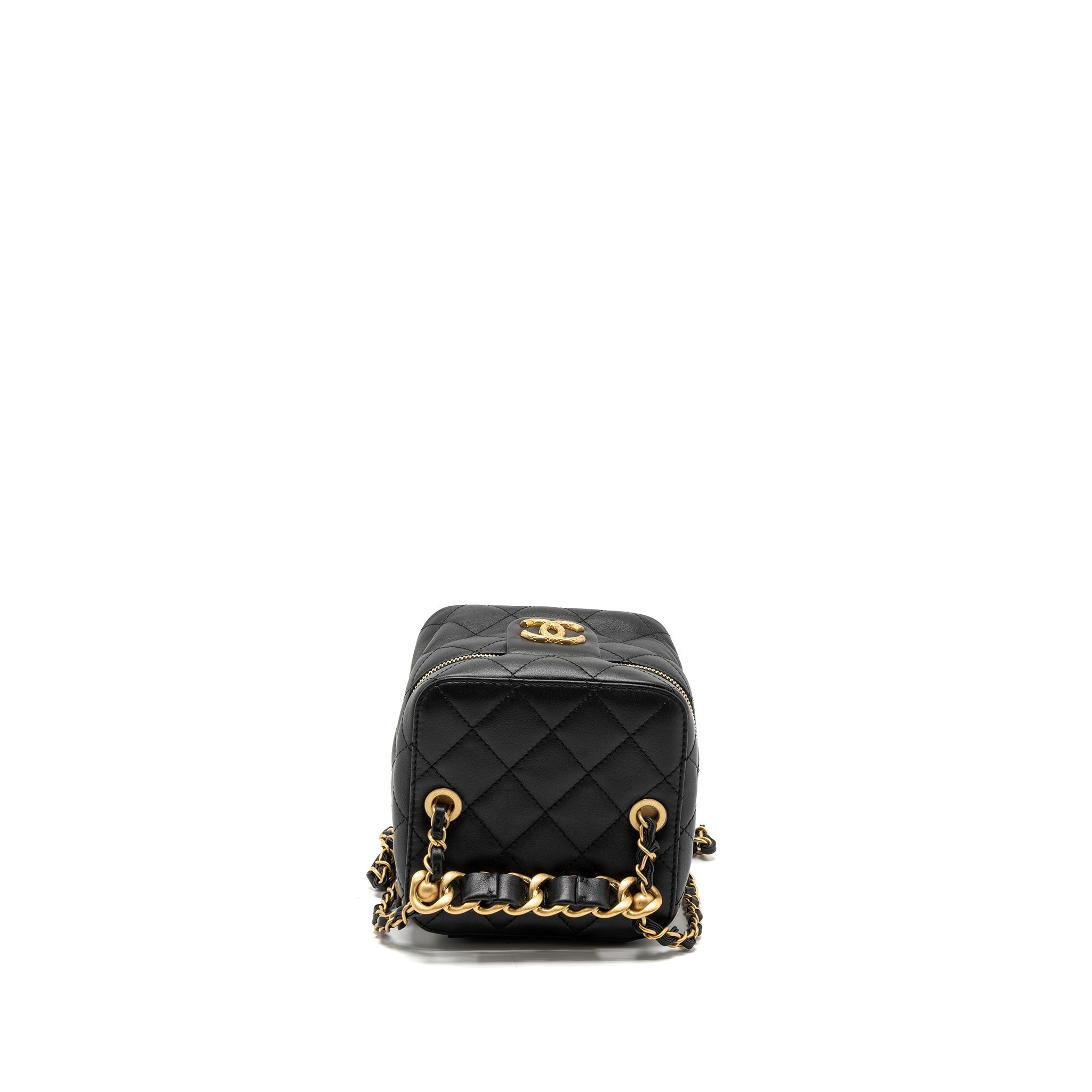 Chanel Top Handle Vanity Crossbody Bag Calfskin Black Brushed  (Microchip)