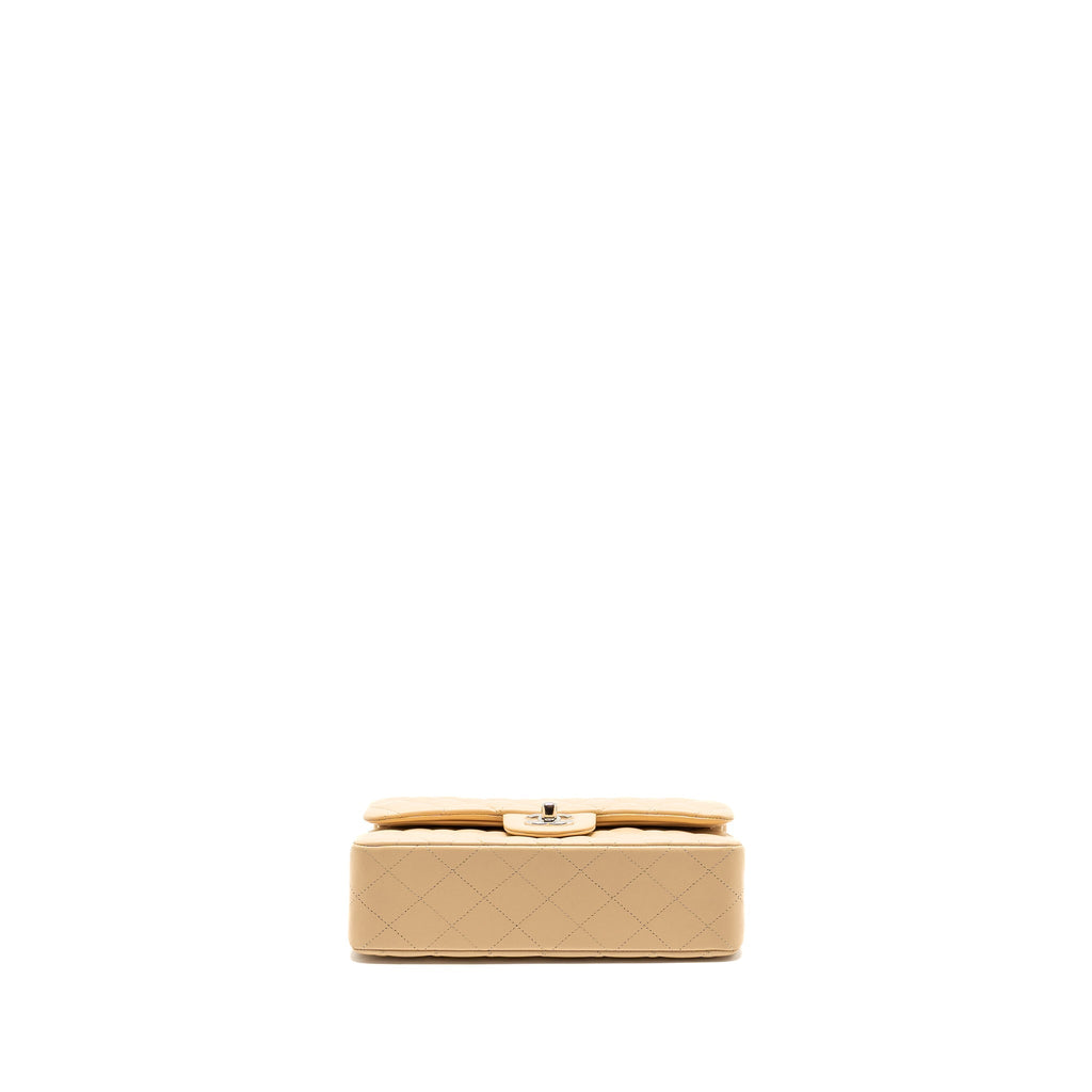 Chanel Small Classic Double Flap Bag Lambskin Beige  (Microchip)