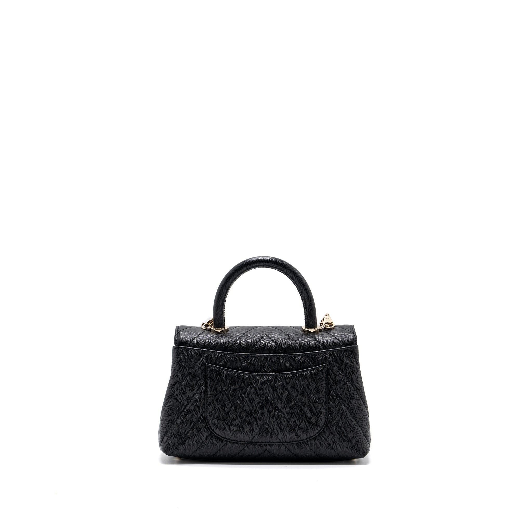 Chanel Small Coco Handle Chevron Caviar Black L