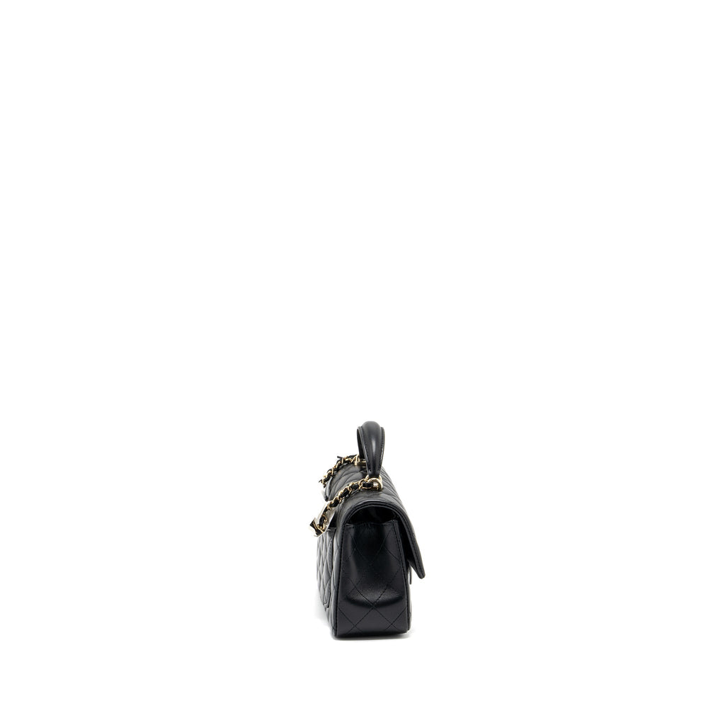 Chanel Top Handle Mini Rectangular Flap Bag Lambskin Black L (Microchip )