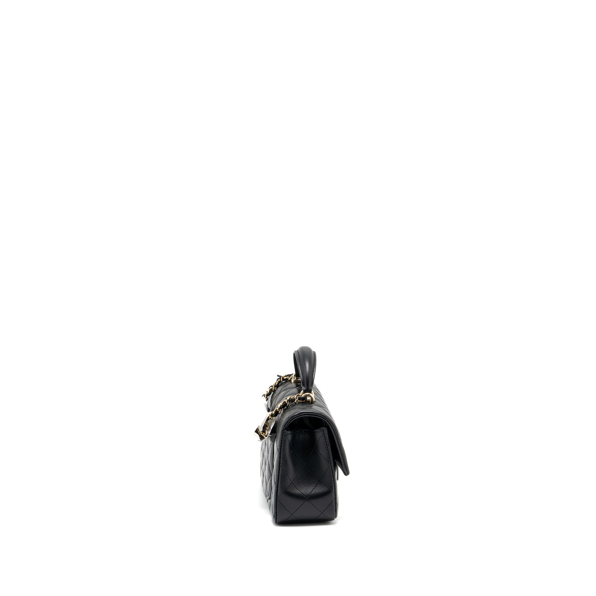 Chanel Top Handle Mini Rectangular Flap Bag Lambskin Black L (Microchip )