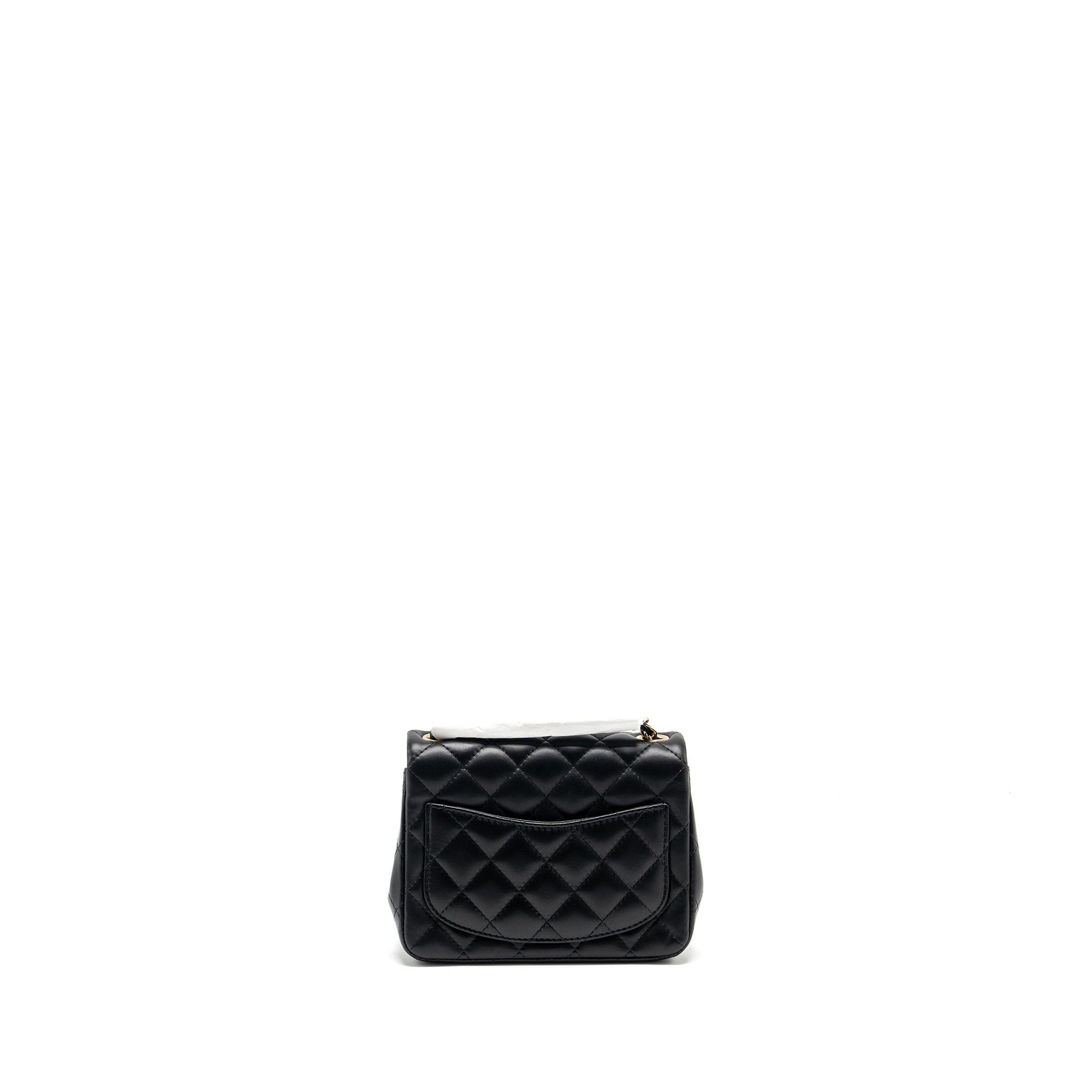 Chanel mini square flap bag lambskin black L (microchip)