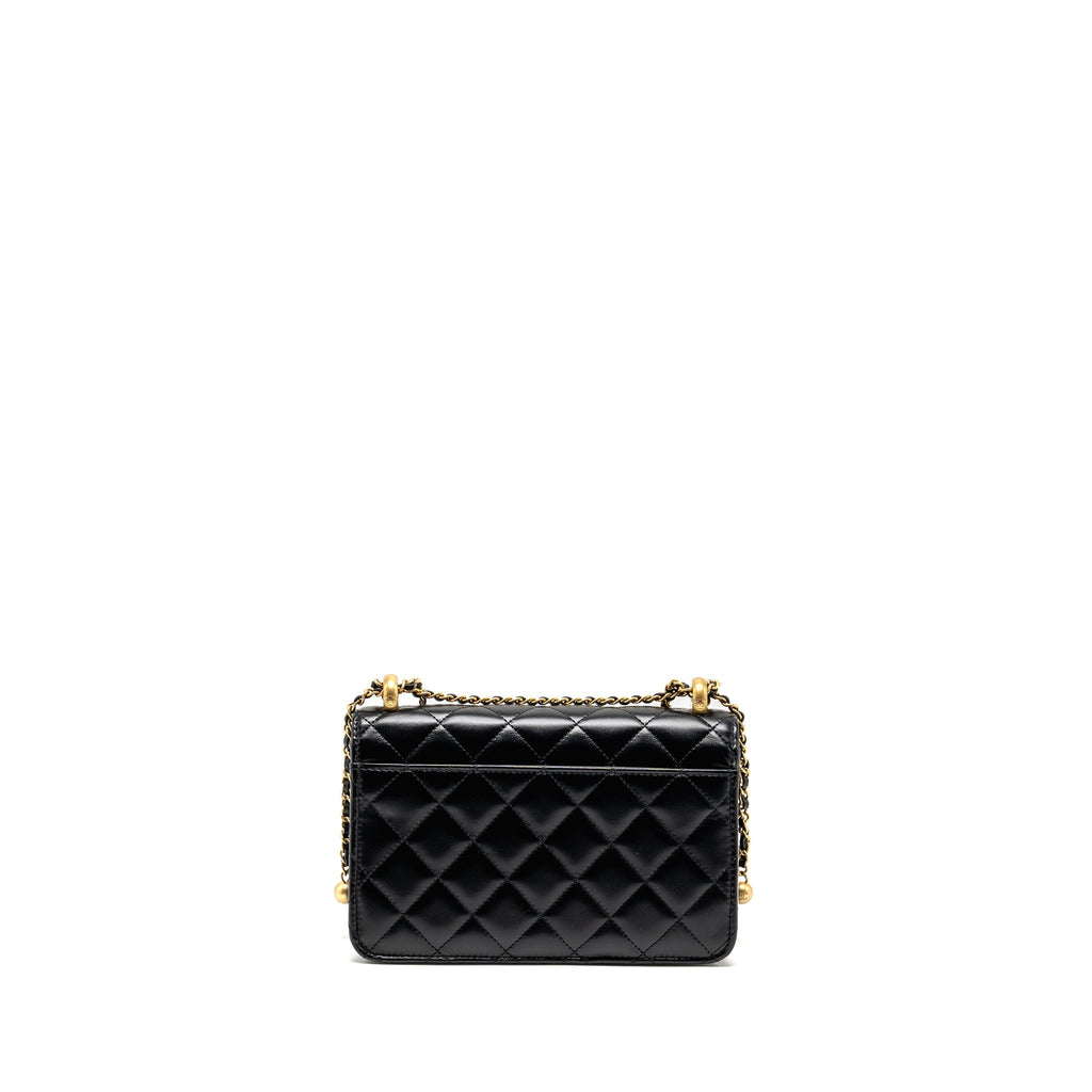 Chanel 24c Gold Crush Wallet On Chain Calfskin Black (microchip)