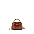 Chanel 24a Small Top Handle Doctor Bag Quilted Shiny Lambskin Caramel (microchip)