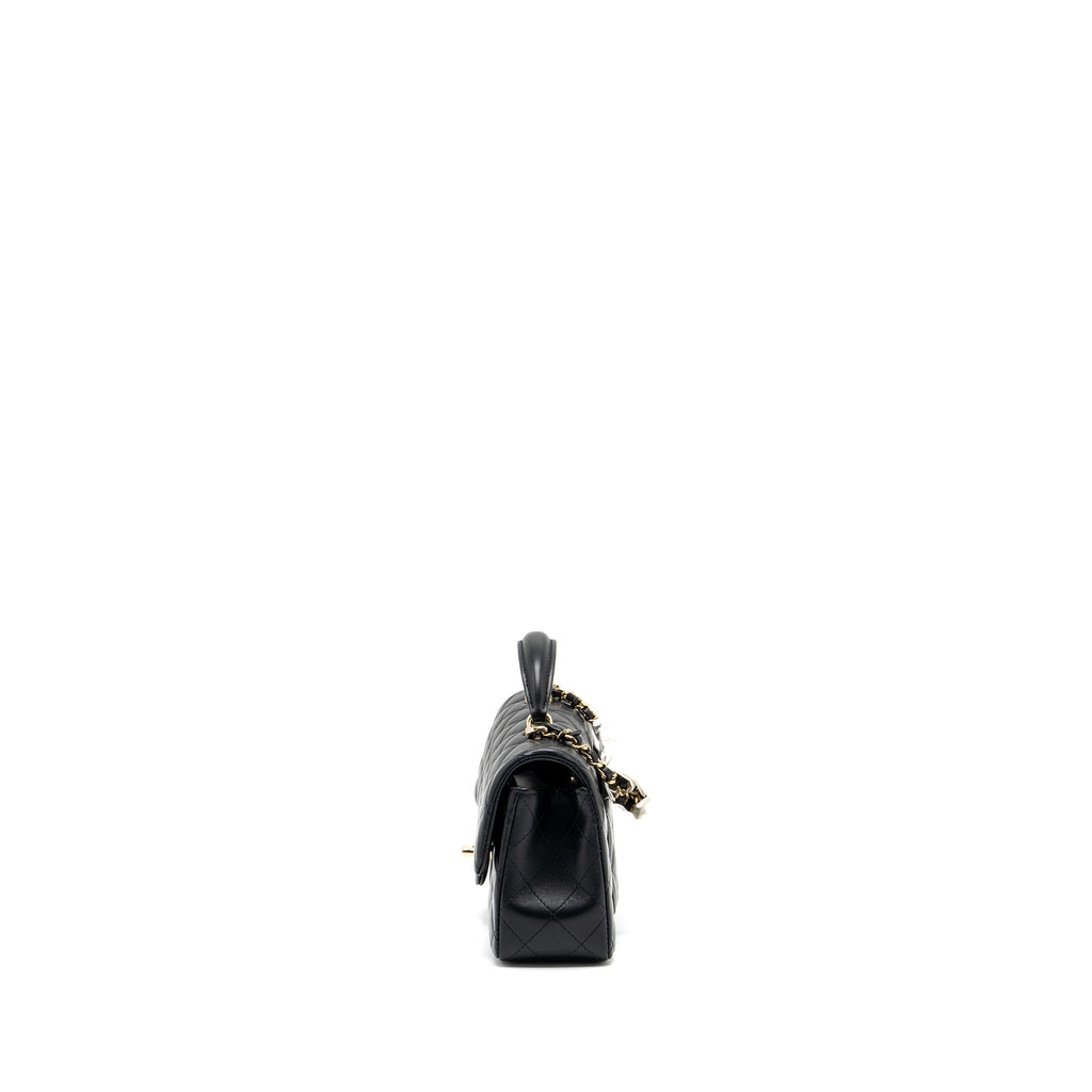 Chanel Top Handle Mini Rectangular Flap Bag Lambskin Black L (Microchip )
