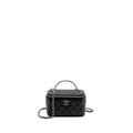 Chanel Top Handle Long Vanity Case Lambskin Black  (Microchip)
