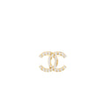 Chanel CC logo brooch ivory / gold tone