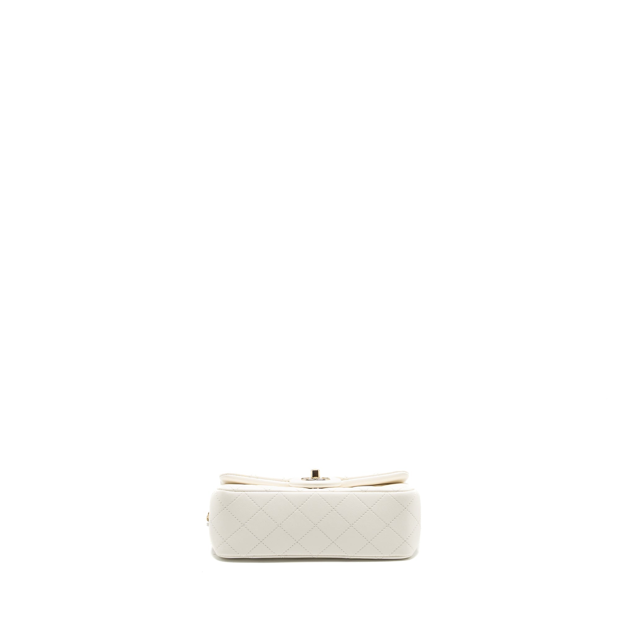 Chanel 23C pearl crush mini rectangular flap bag lambskin white L (microchip)