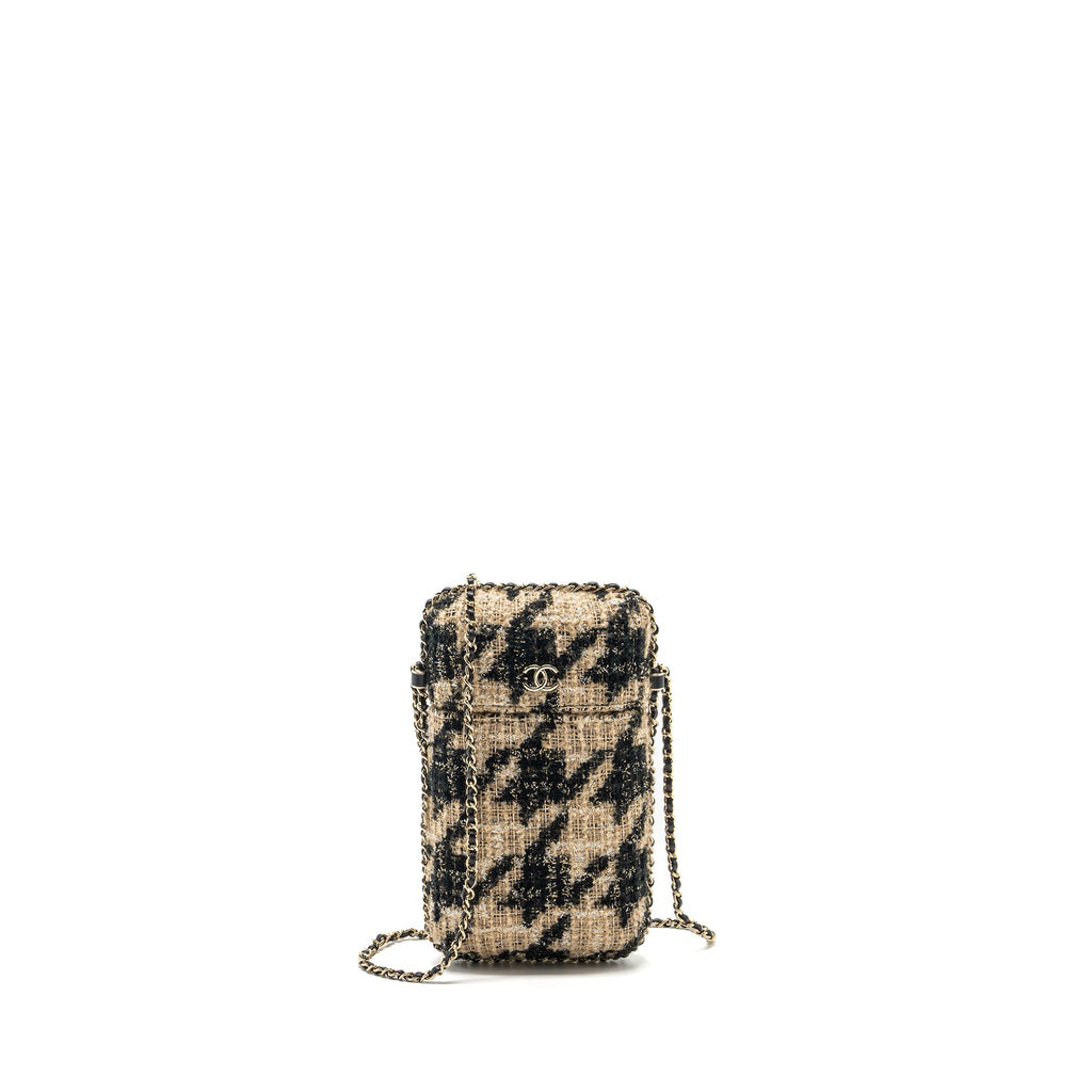 Chanel Vertical Phone Case Tweed beige / black L