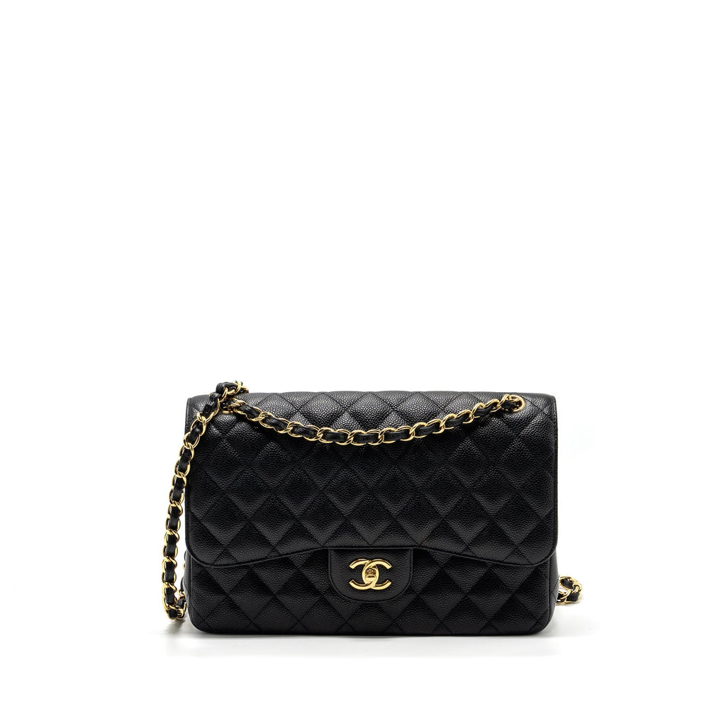 Chanel jumbo classic double flap bag caviar Black