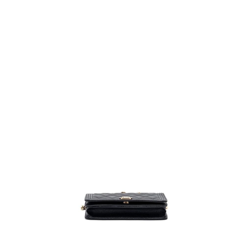 Chanel Boy Wallet On Chain Caviar Black L (microchip)