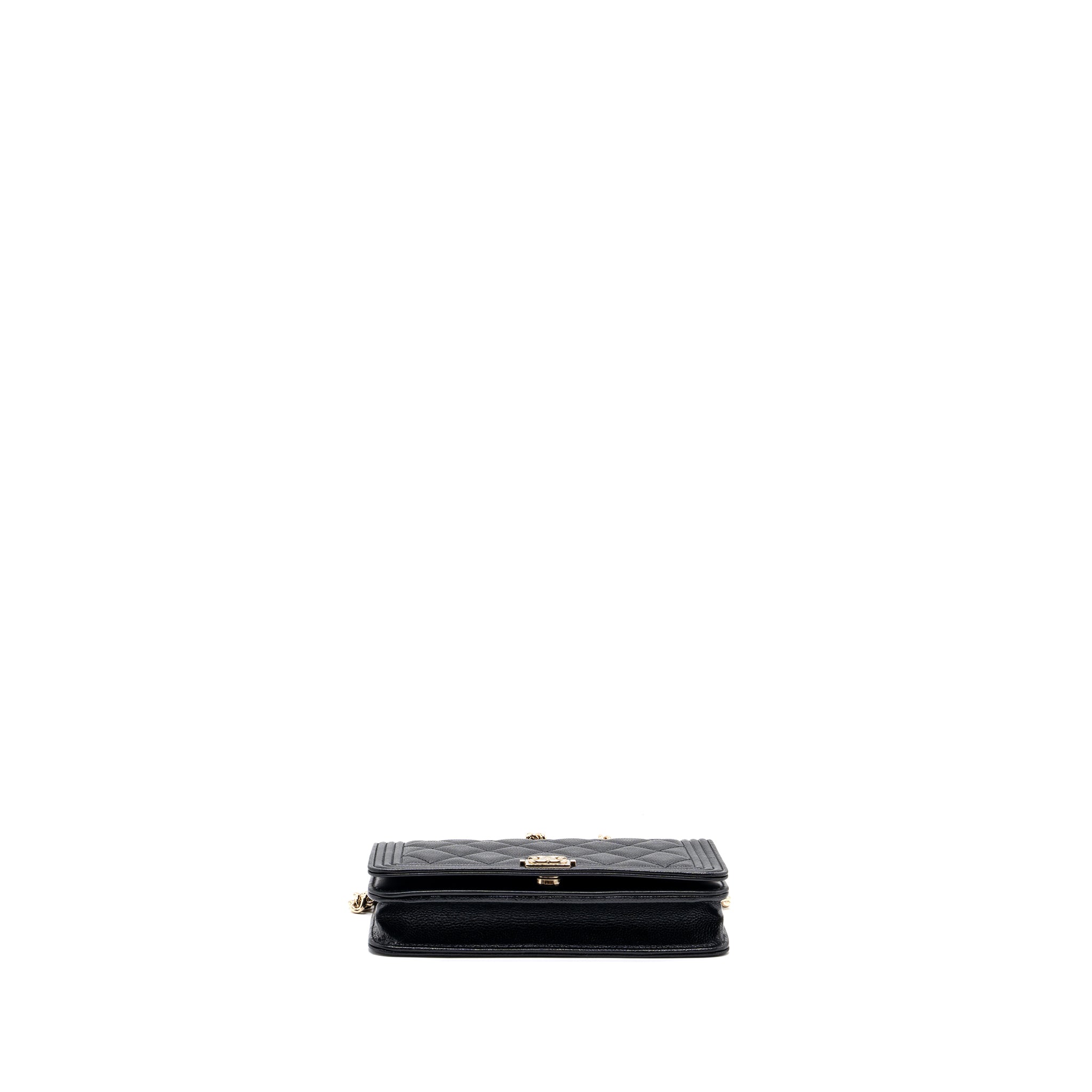 Chanel Boy Wallet On Chain Caviar Black L (microchip)