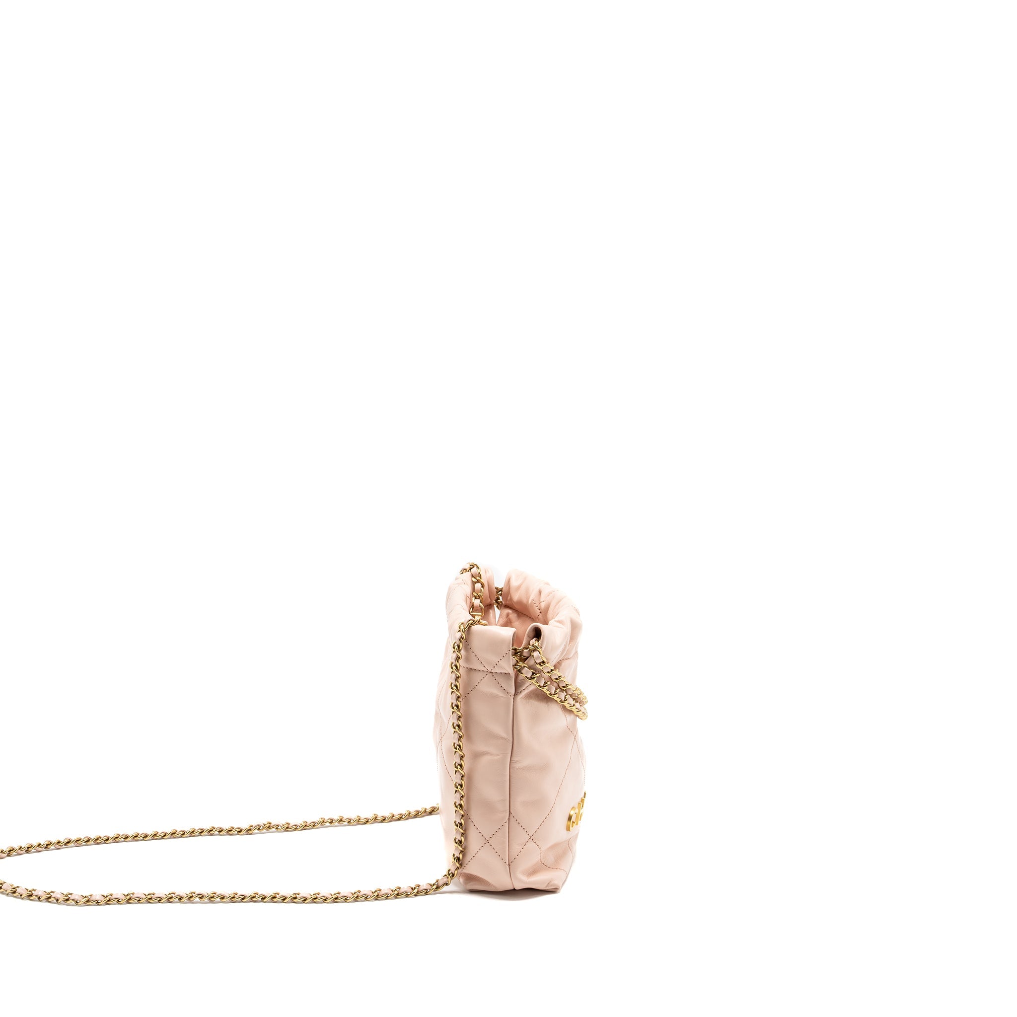 Chanel Mini 22 Bag Shiny Calfskin Pink  (microchip)