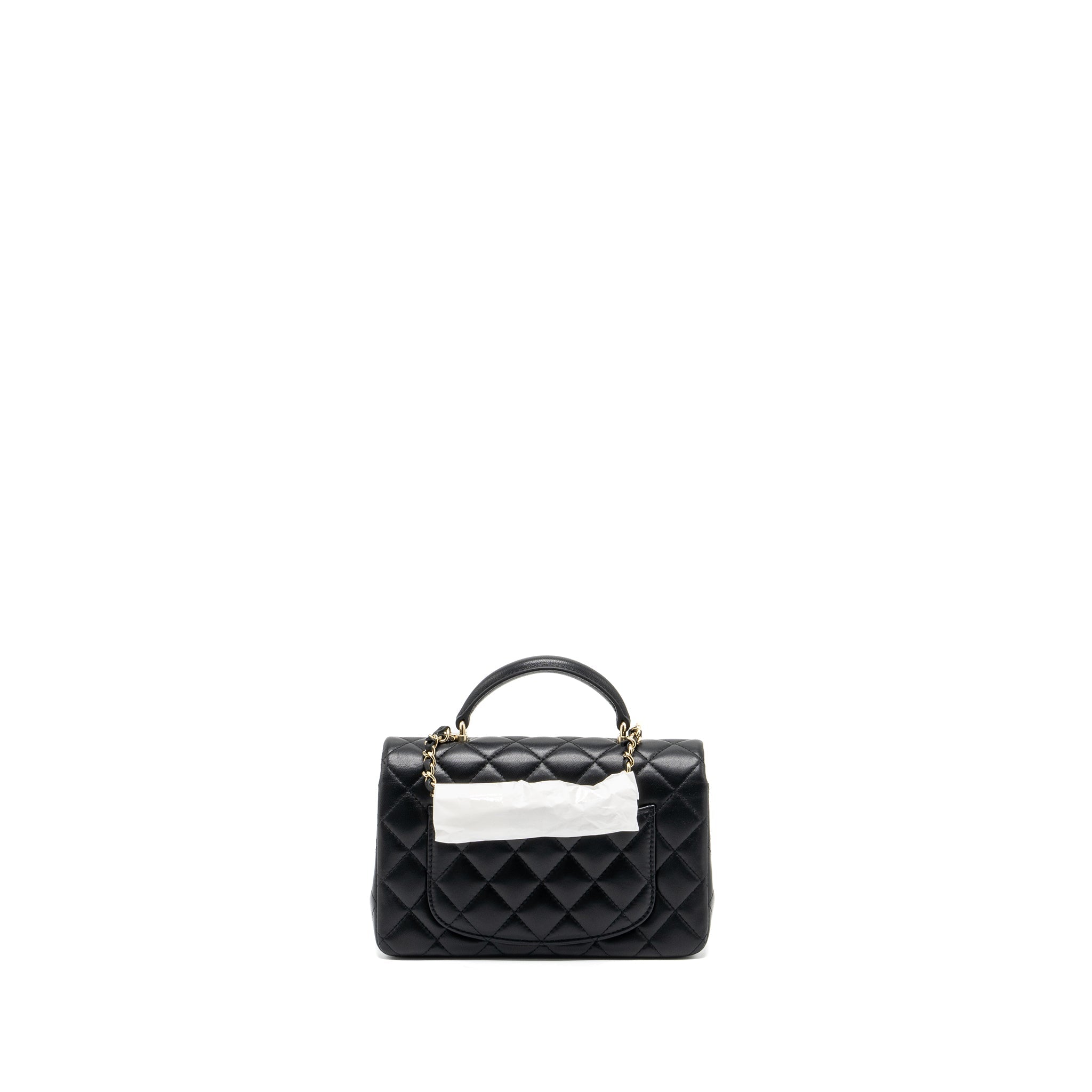Chanel Top Handle Mini Rectangular Flap Bag Lambskin Black L (Microchip )
