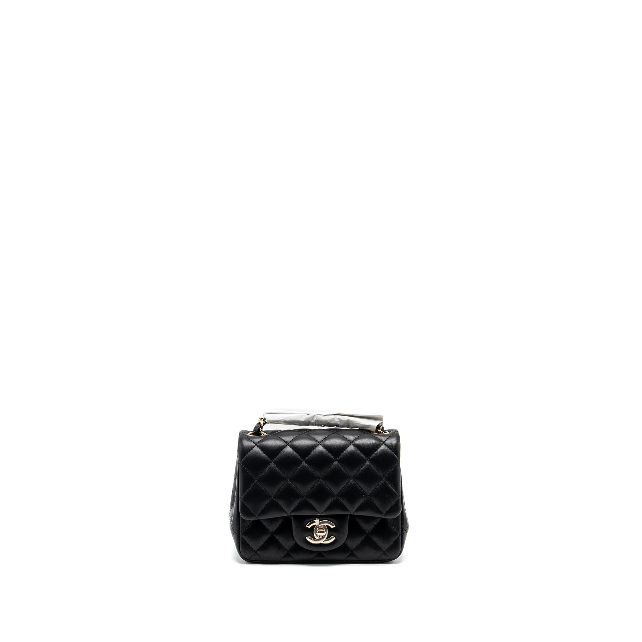 Chanel mini square flap bag lambskin black L (microchip)