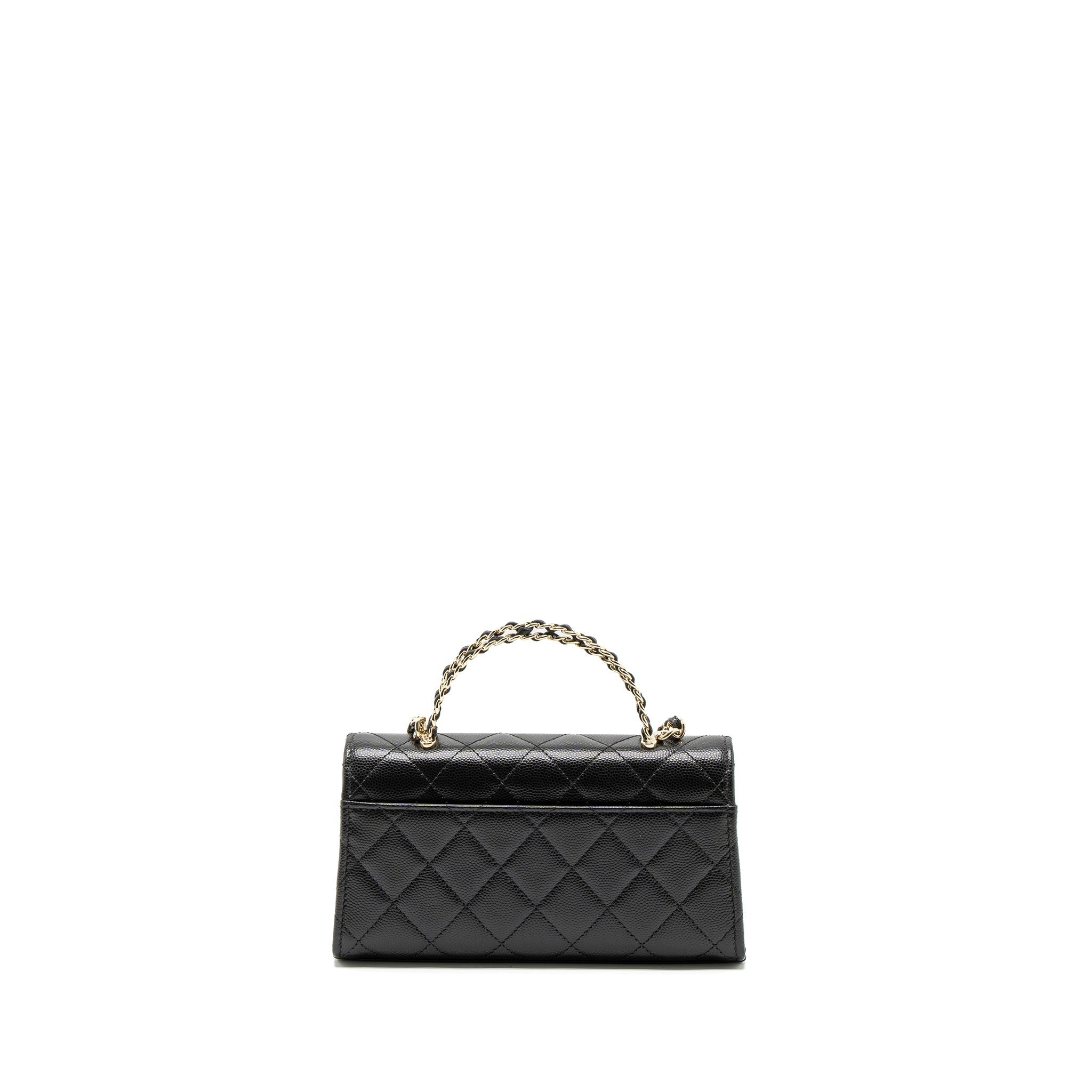 Chanel 23P Top Handle Mini Flap Bag Caviar Black L (Mcrochip)