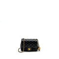 Chanel Pearl Crush Mini Square Flap Bag Lambskin BLACK  (Microchip)