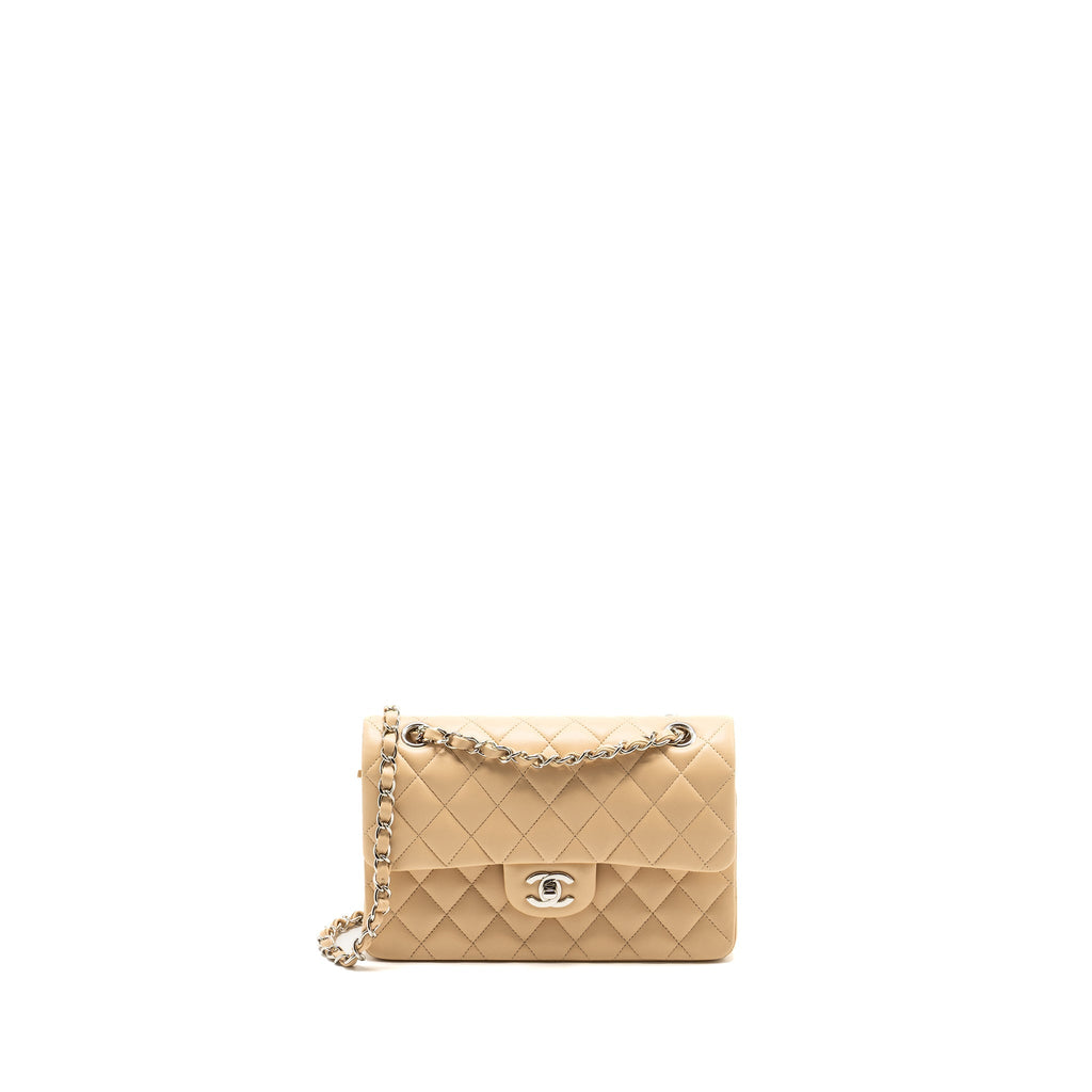 Chanel Small Classic Double Flap Bag Lambskin Beige  (Microchip)