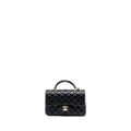 Chanel Top Handle Mini Rectangular Flap Bag Lambskin Black L (Microchip )