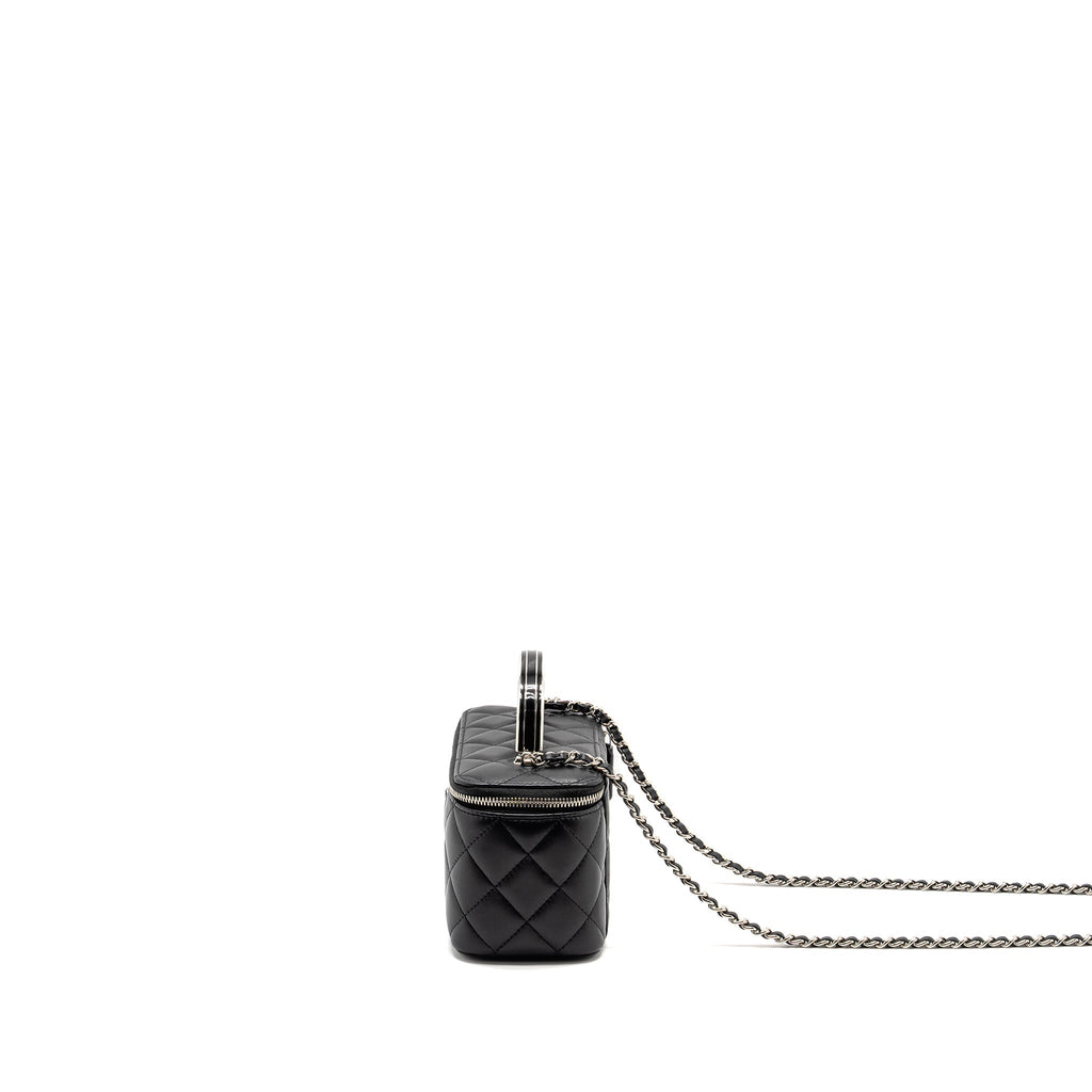 Chanel Top Handle Long Vanity Case Lambskin Black  (Microchip)