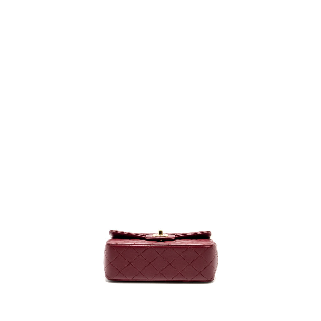 Chanel Top Handle Mini Rectangular Flap Bag Lambskin Burgundy L (Microchip)
