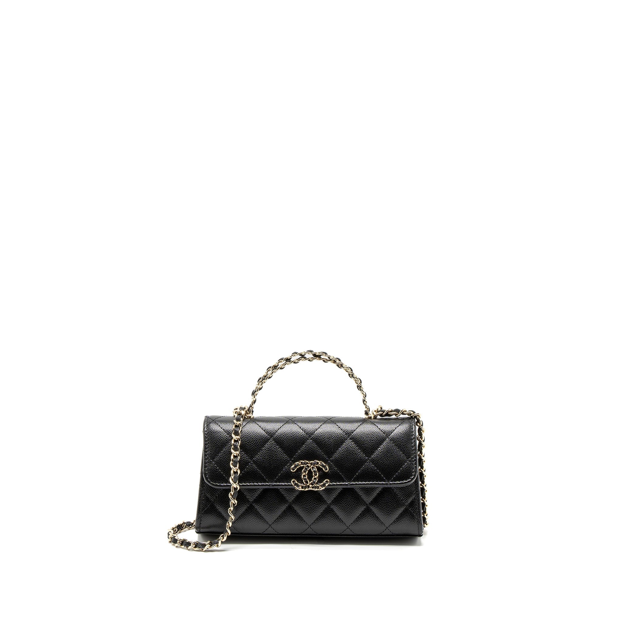 Chanel 23P Top Handle Mini Flap Bag Caviar Black L (Mcrochip)