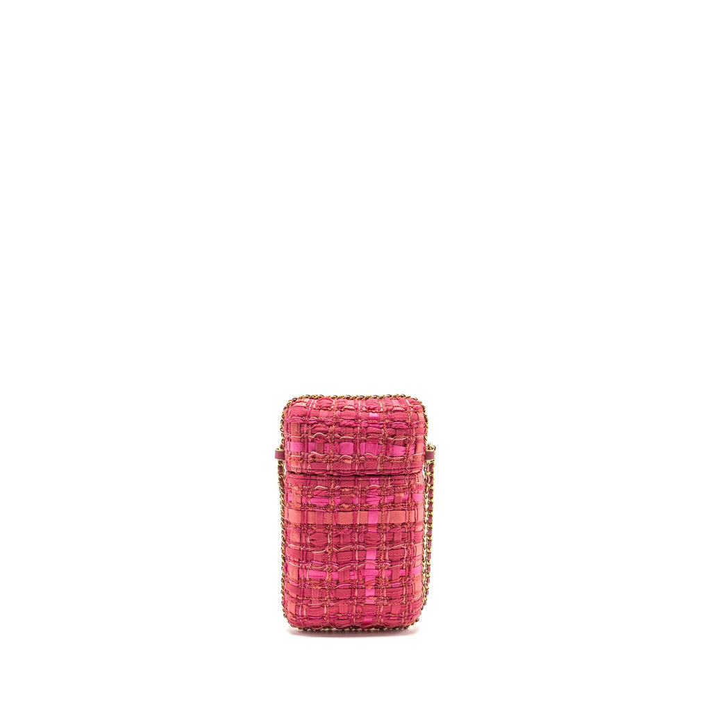 Chanel Vertical Phone Case tweed pink
