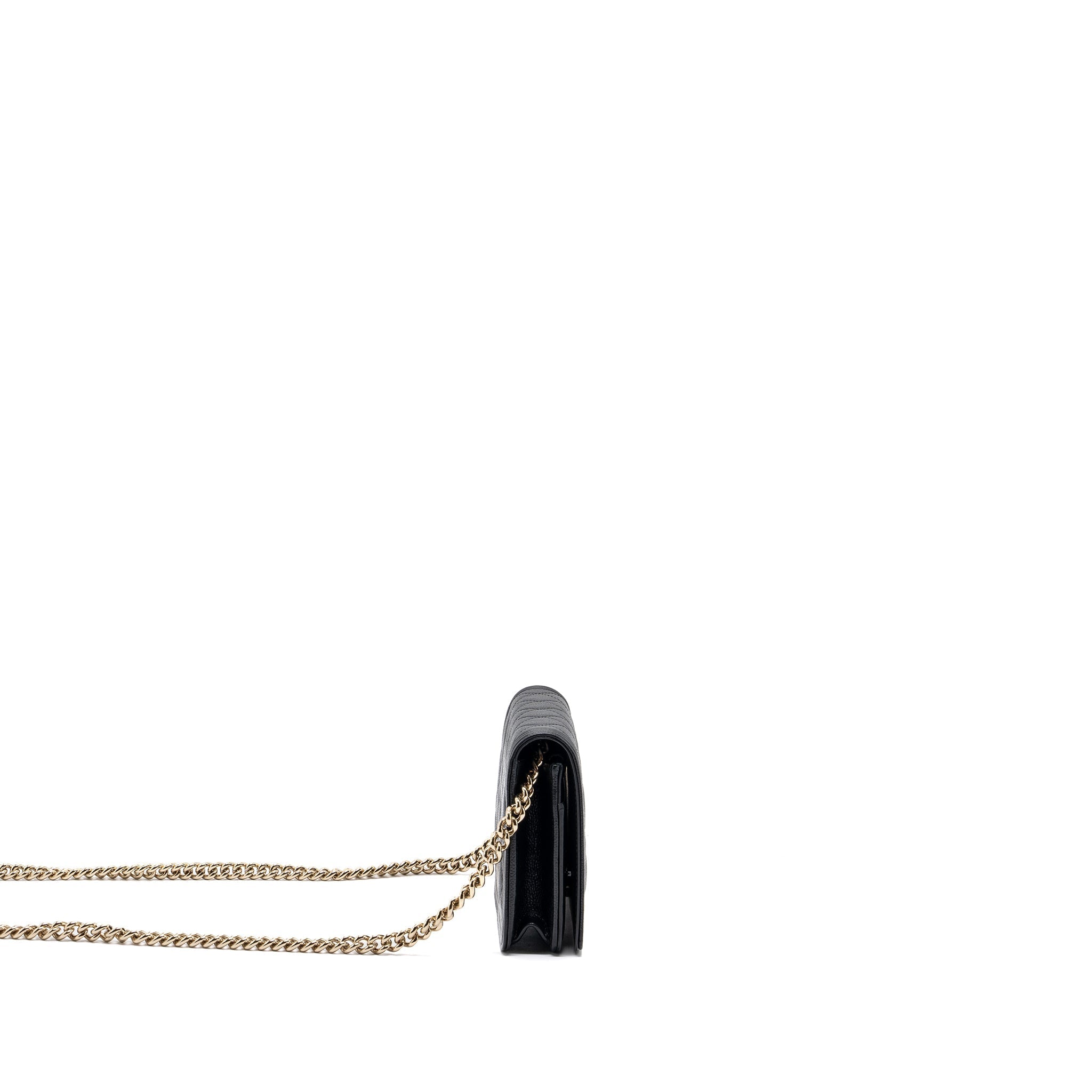 Chanel Boy Wallet On Chain Caviar Black L (microchip)