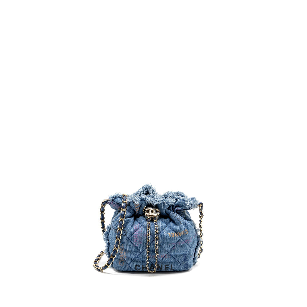 Chanel Small Bucket Bag Denim Blue L (Microchip)