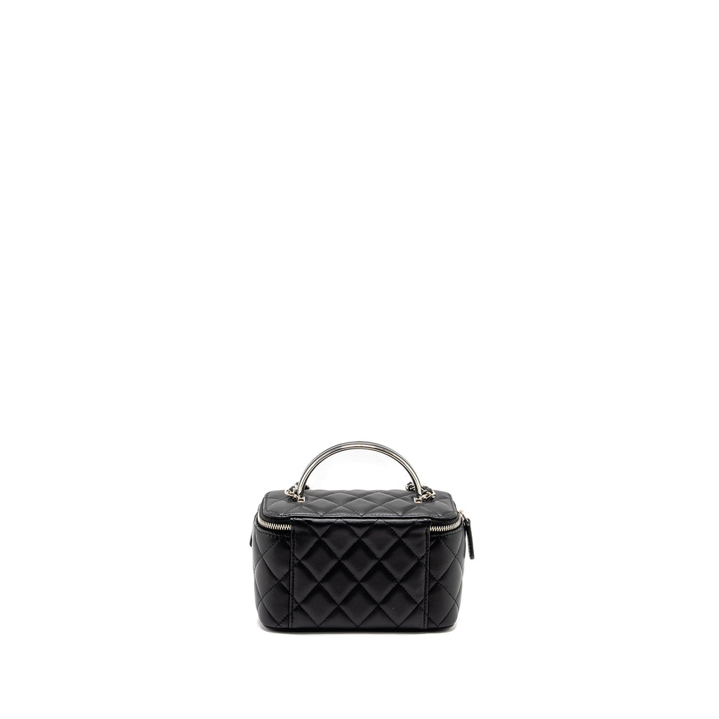 Chanel Top Handle Long Vanity Case Lambskin Black  (Microchip)