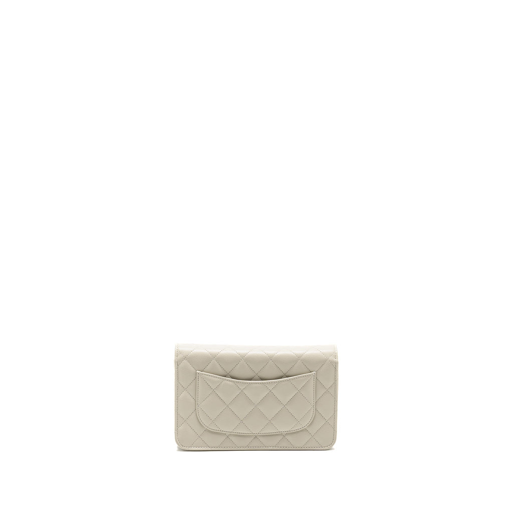 Chanel Classic Wallet on Chain Caviar Creamy White L(microchip)