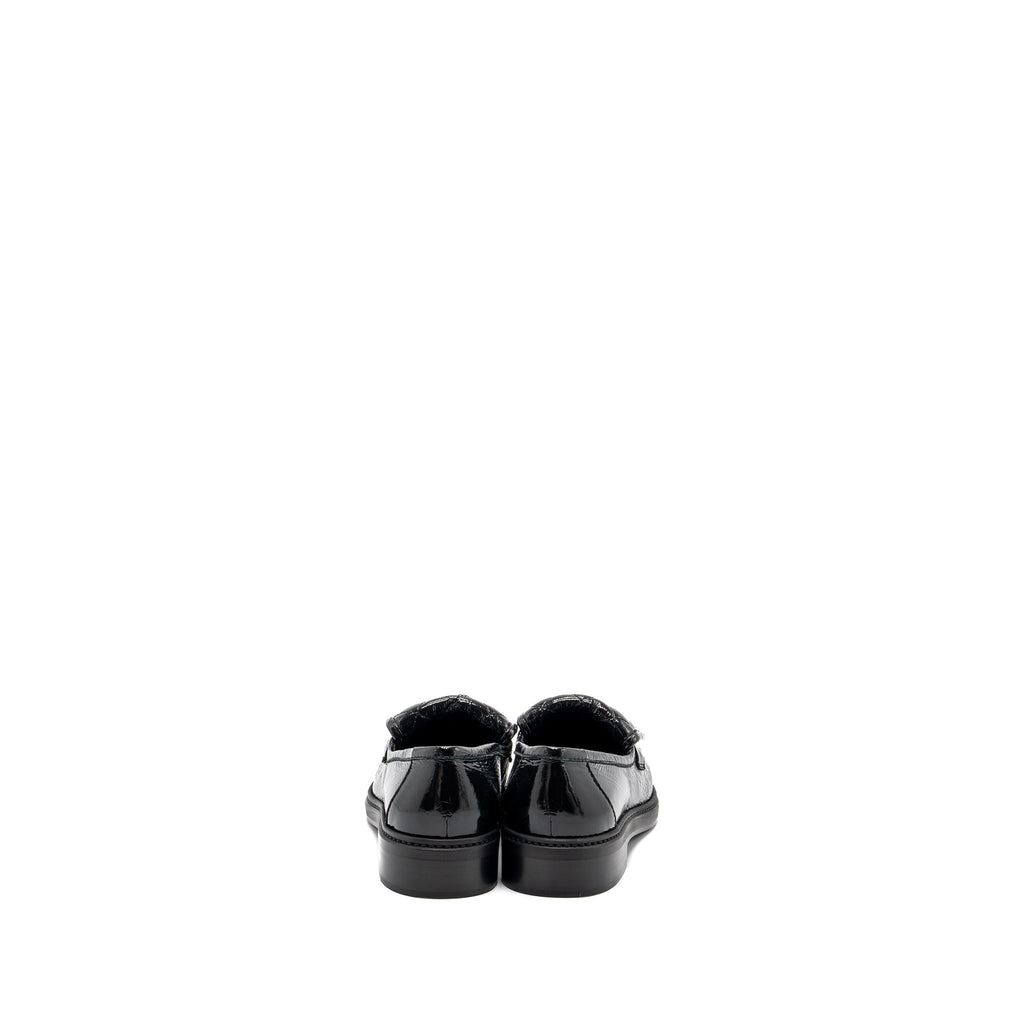 Chanel Size 38.5 Quilted CC Logo Loafer Patent Lambskin Black L