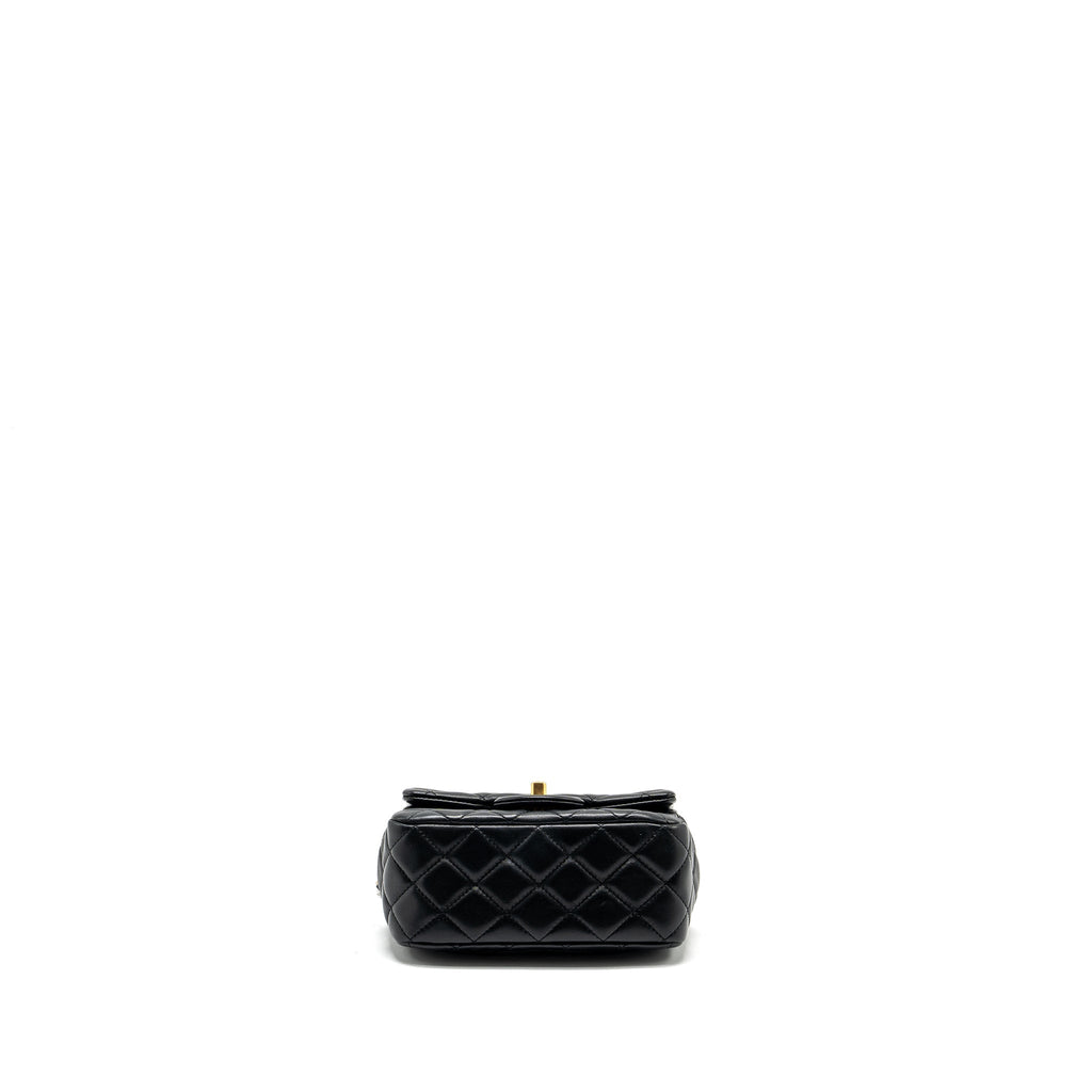 Chanel Pearl Crush Mini Square Flap Bag Lambskin BLACK  (Microchip)