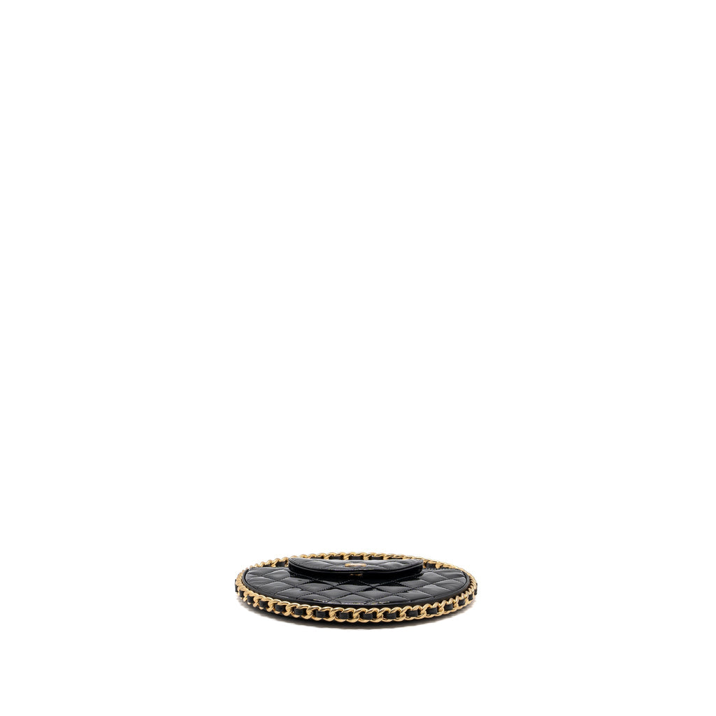 Chanel 23K hoop bag patent black  (microchip)