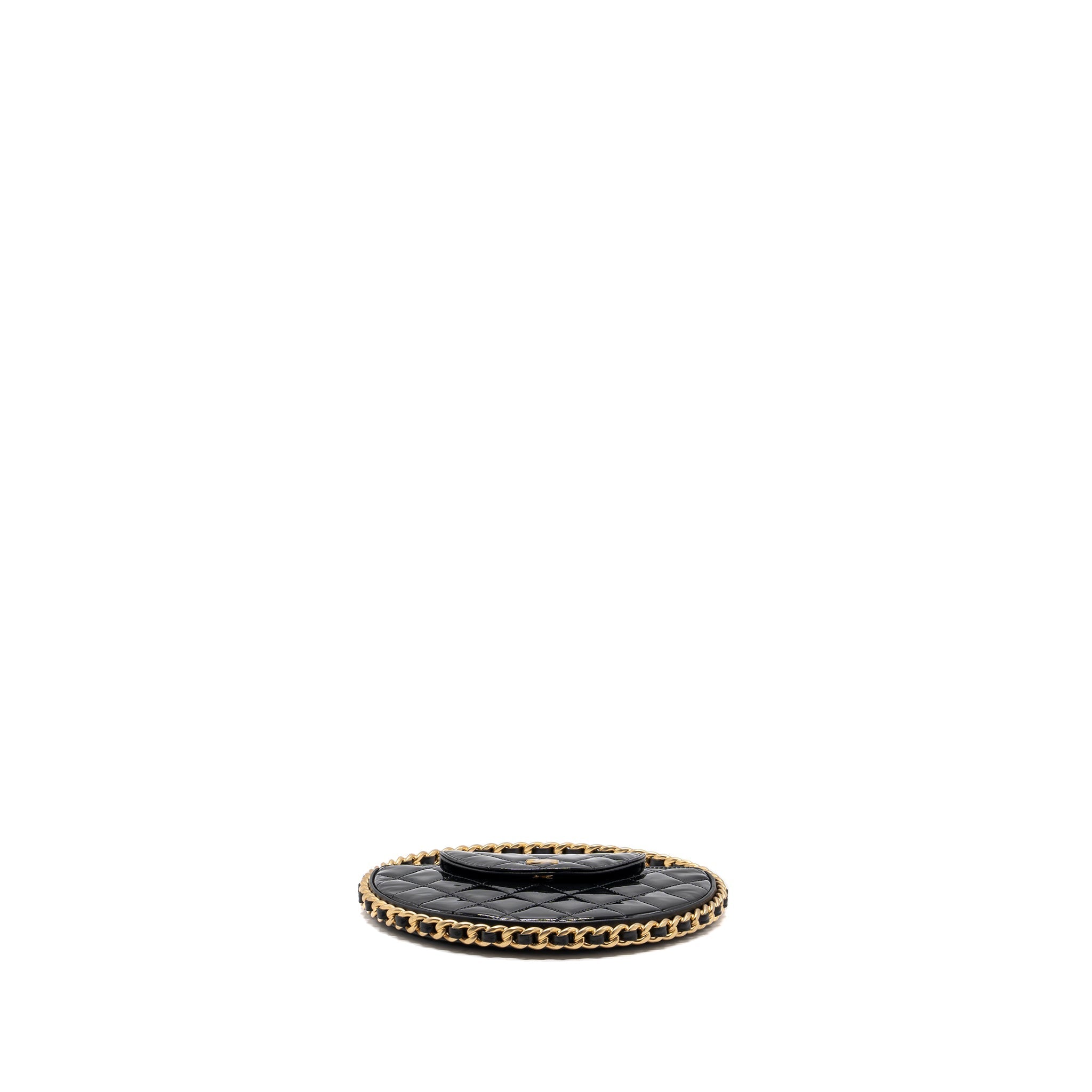Chanel 23K hoop bag patent black  (microchip)